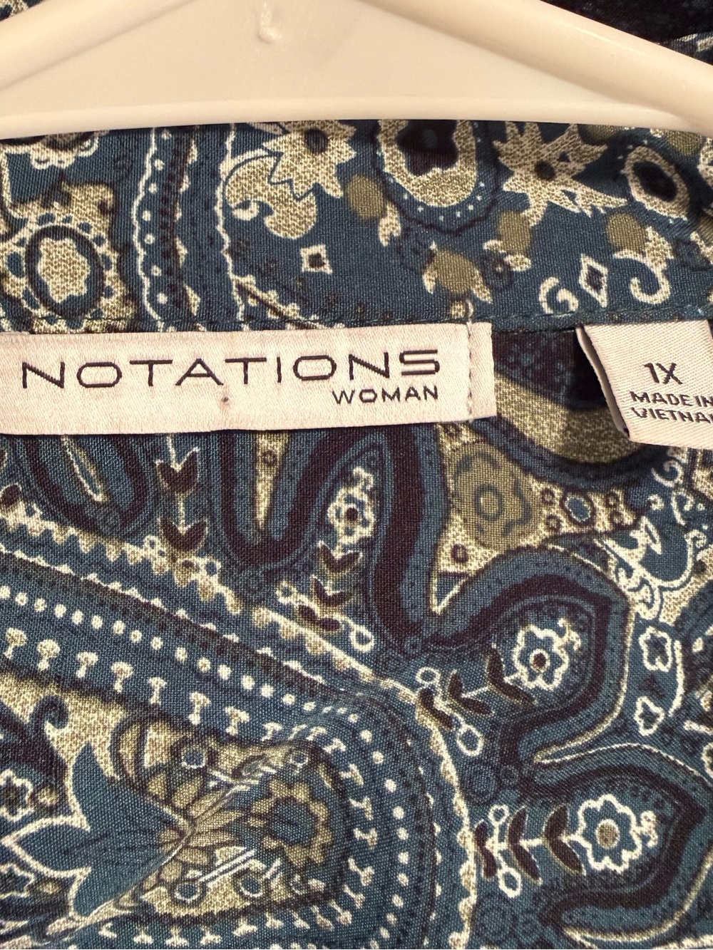 Notations Teal and White Paisley Long-Sleeve Button-Down Shirt - Picture 3 of 4